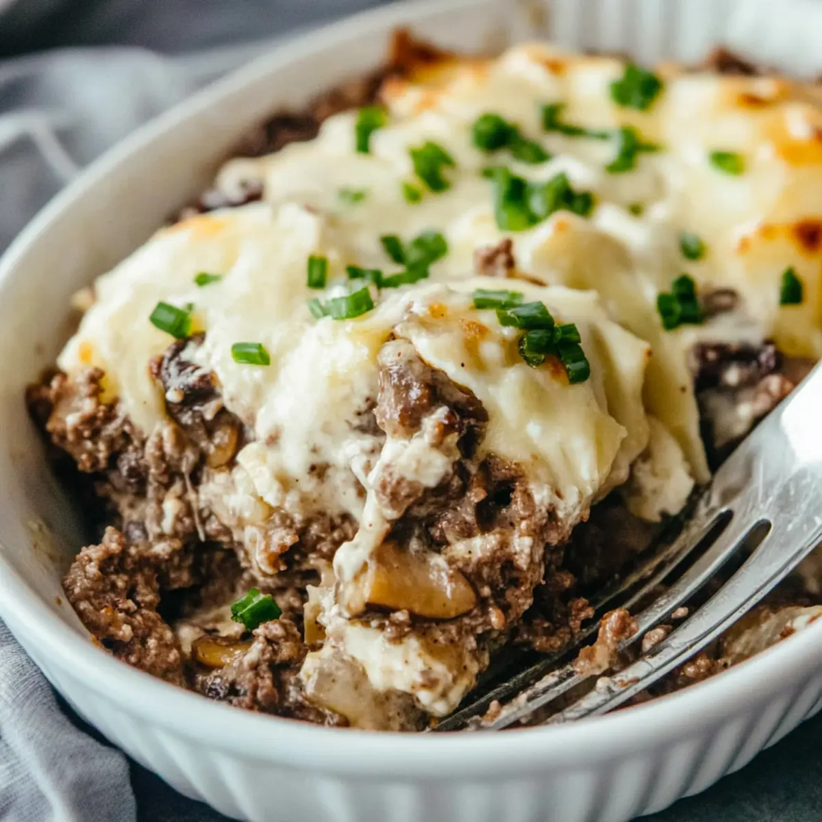 Mushroom Cheeseburger Casserole