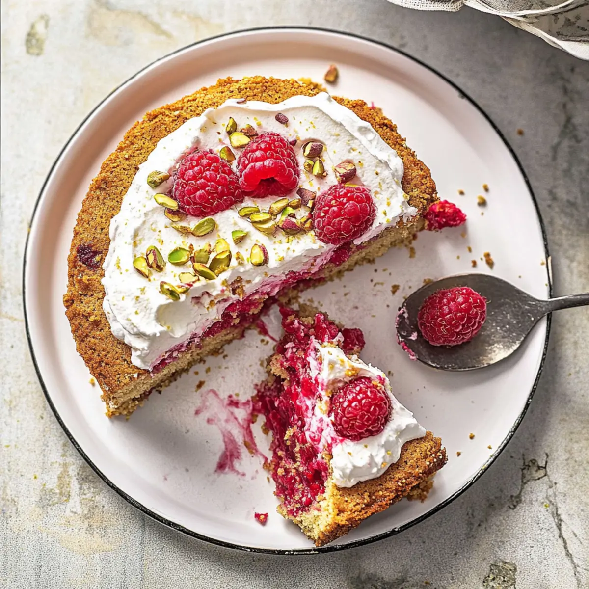 Raspberry Pistachio Olive Oil Cake