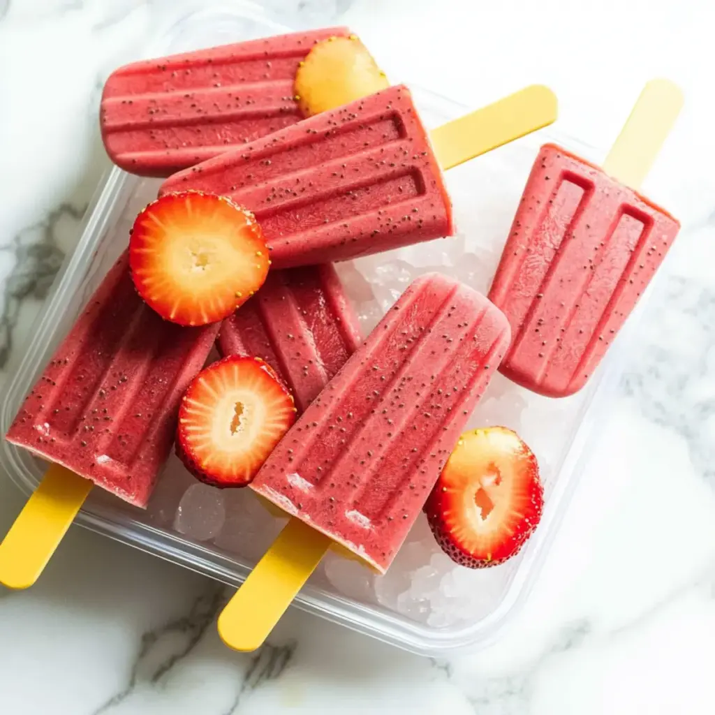 Strawberry Chia Seed Popsicles