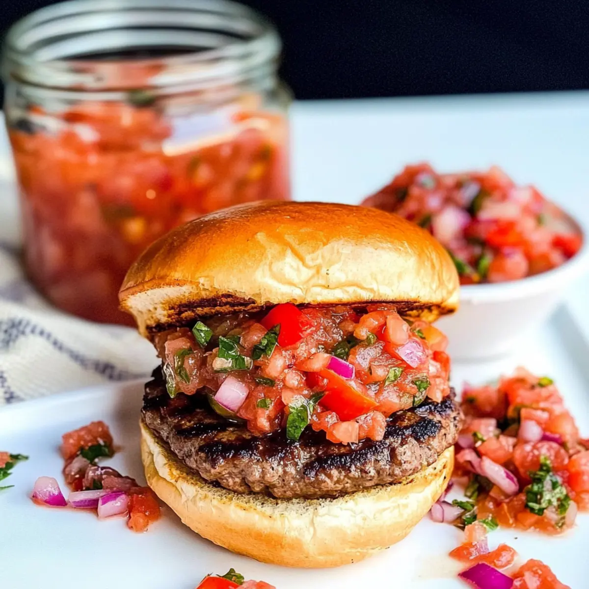 Burgers with Fresh Tomato Relish