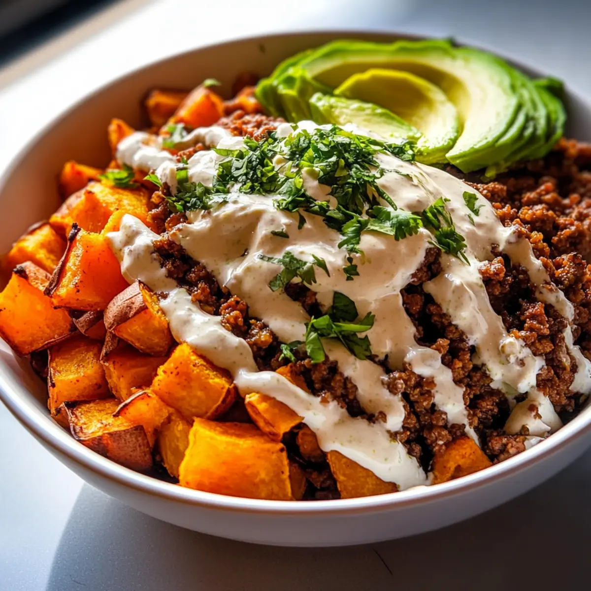 Ground Beef Sweet Potato Taco Bowl
