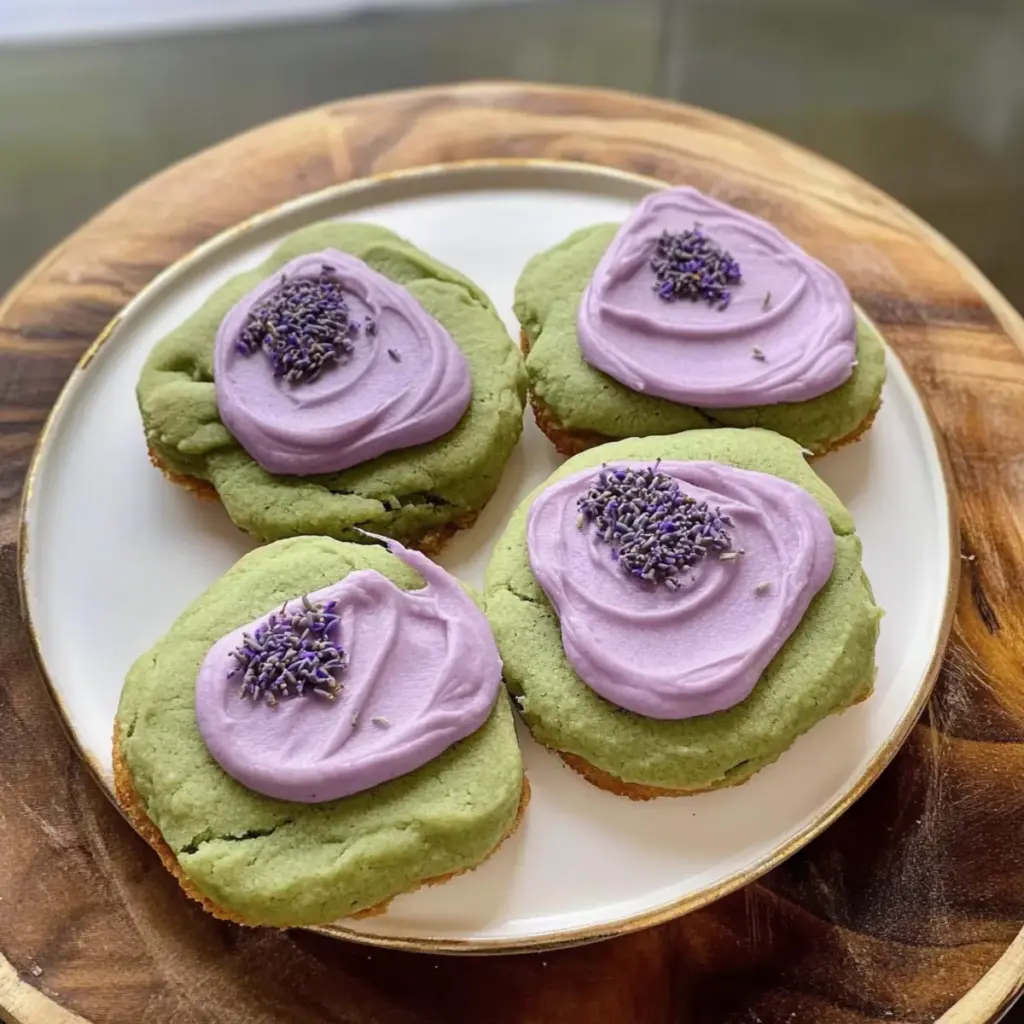 Matcha Sugar Cookies and Lavender Frosting