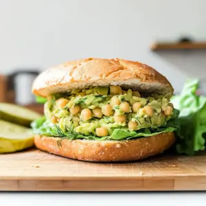 Chickpea Avocado Dill Pickle Sandwiches