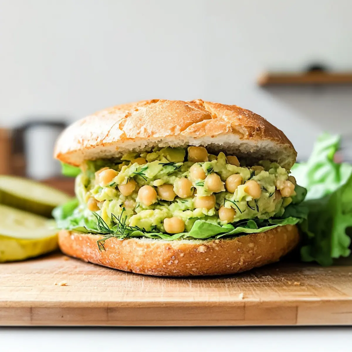 Chickpea Avocado Dill Pickle Sandwiches