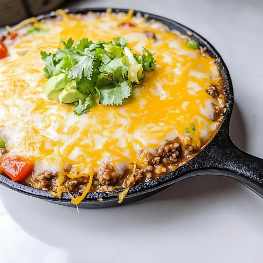 Cheesy Mexican Beef and Rice Skillet Dinner