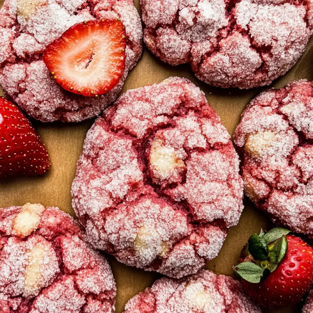 Strawberry Crinkle Cookies