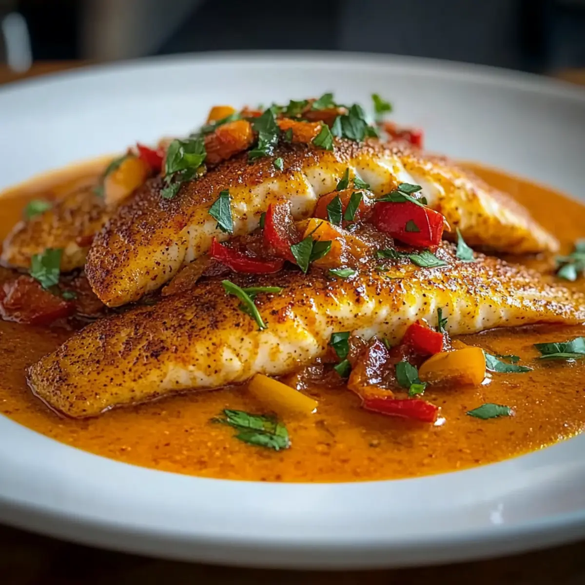 Tilapia in Roasted Pepper Sauce