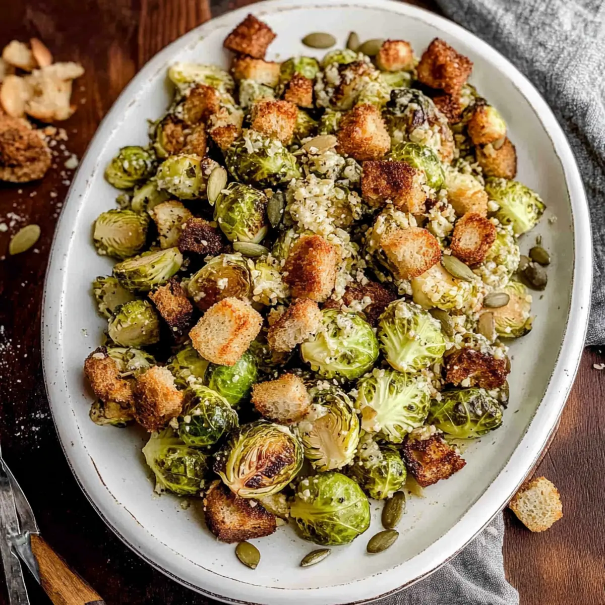 Roasted Brussels Sprouts Caesar Salad