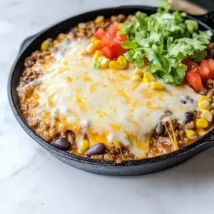 Cheesy Mexican Beef and Rice Skillet Dinner