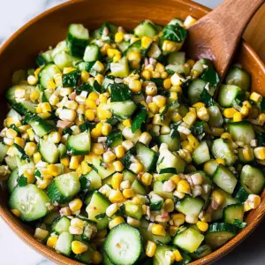 Summer Corn and Cucumber Salad with basil