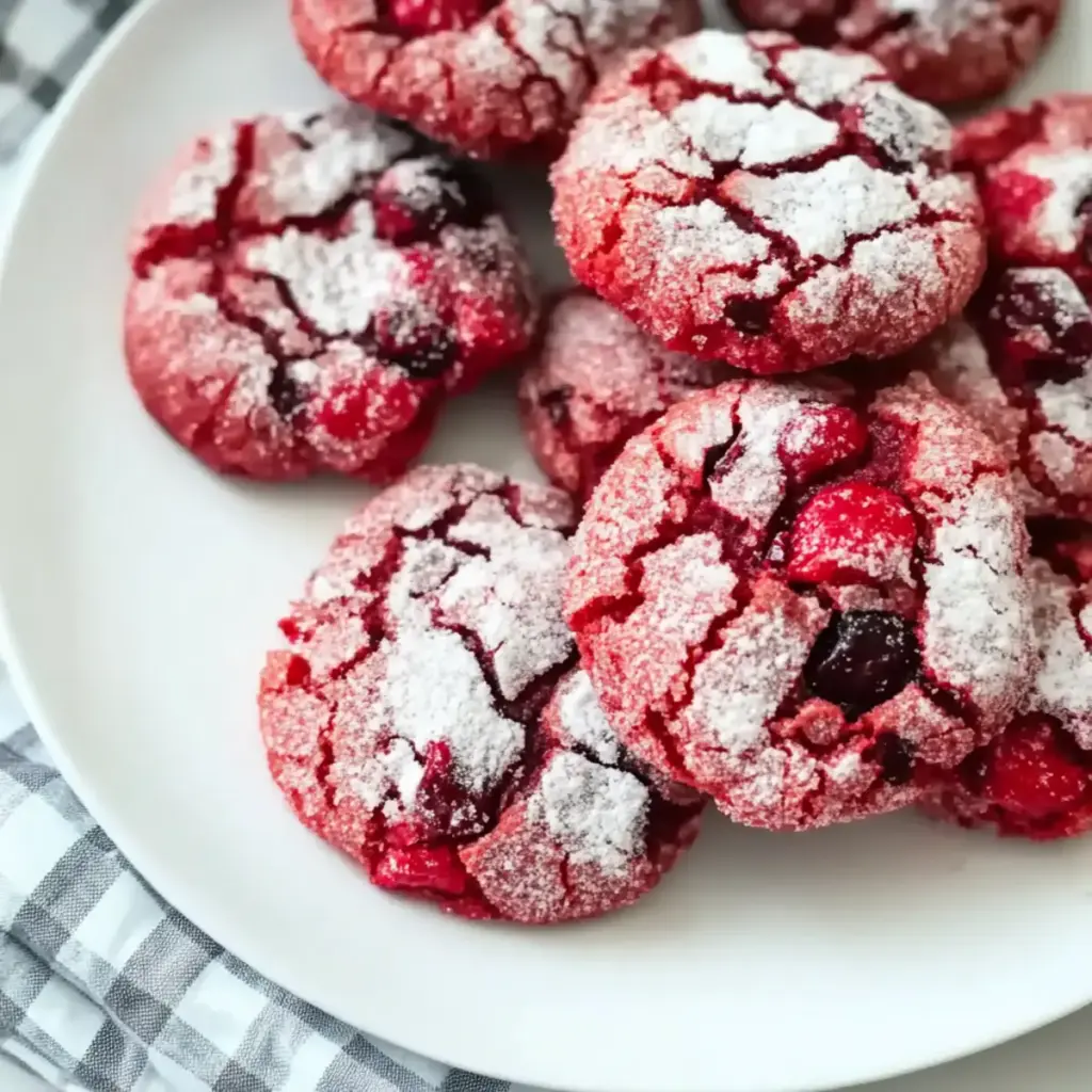 Cherry Chocolate Crinkle Cookies