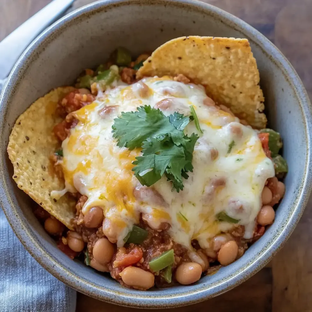Cheesy Green Chile Pinto Beans