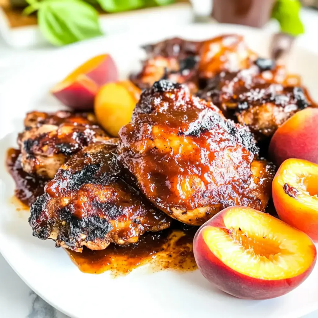 Grilled Bourbon Peach BBQ Chicken