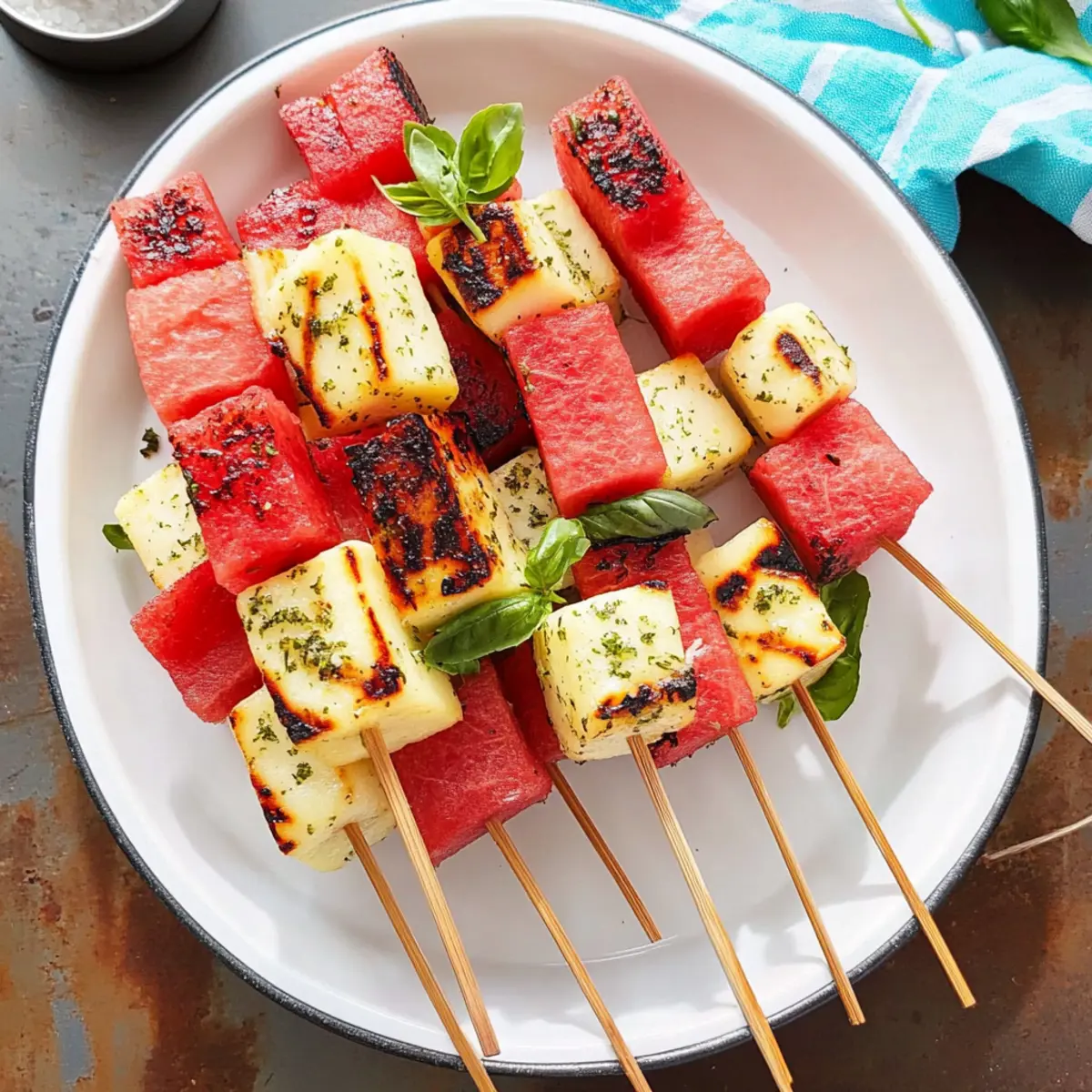 Grilled Watermelon and Halloumi Kebabs