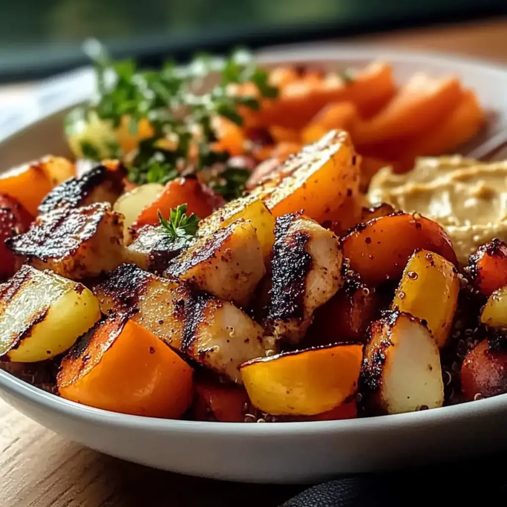 Maple Dijon Roasted Carrots and Apples