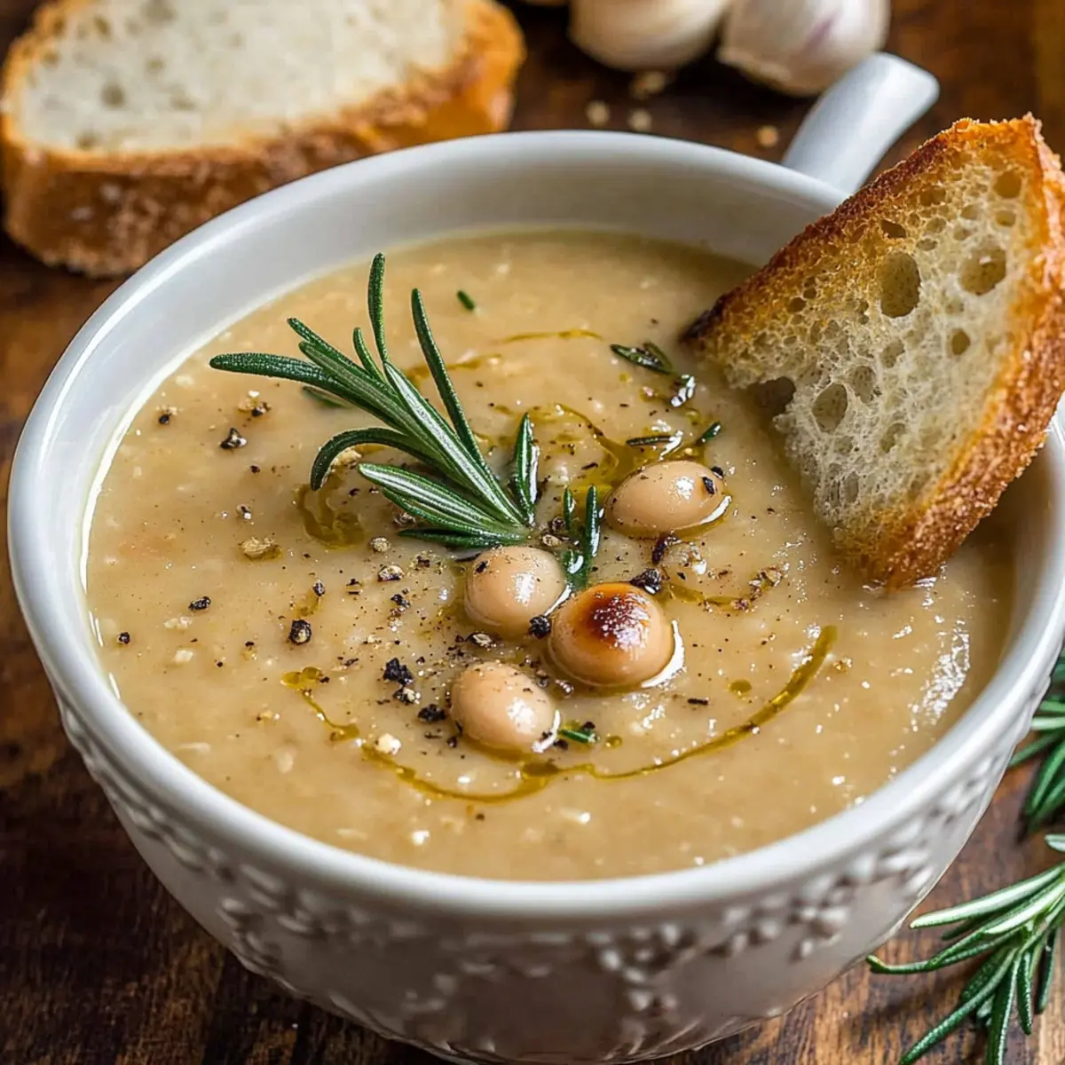 Rosemary Roasted Garlic Bean Soup