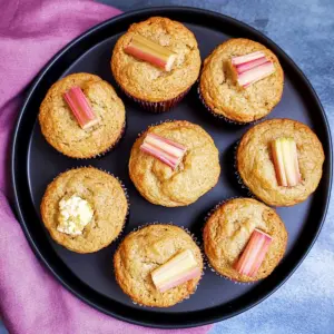 Almond Flour Rhubarb Muffins