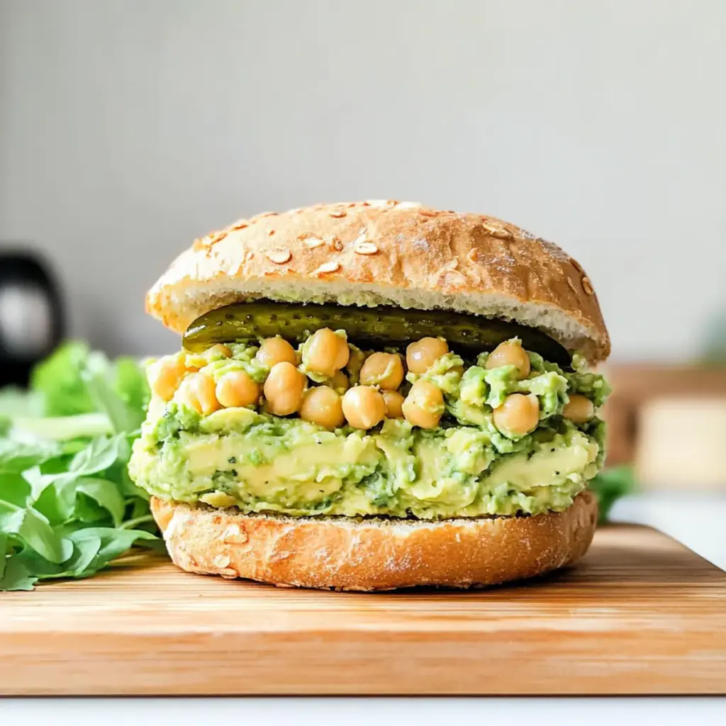 Smashed Chickpea Avocado Dill Pickle Sandwiches