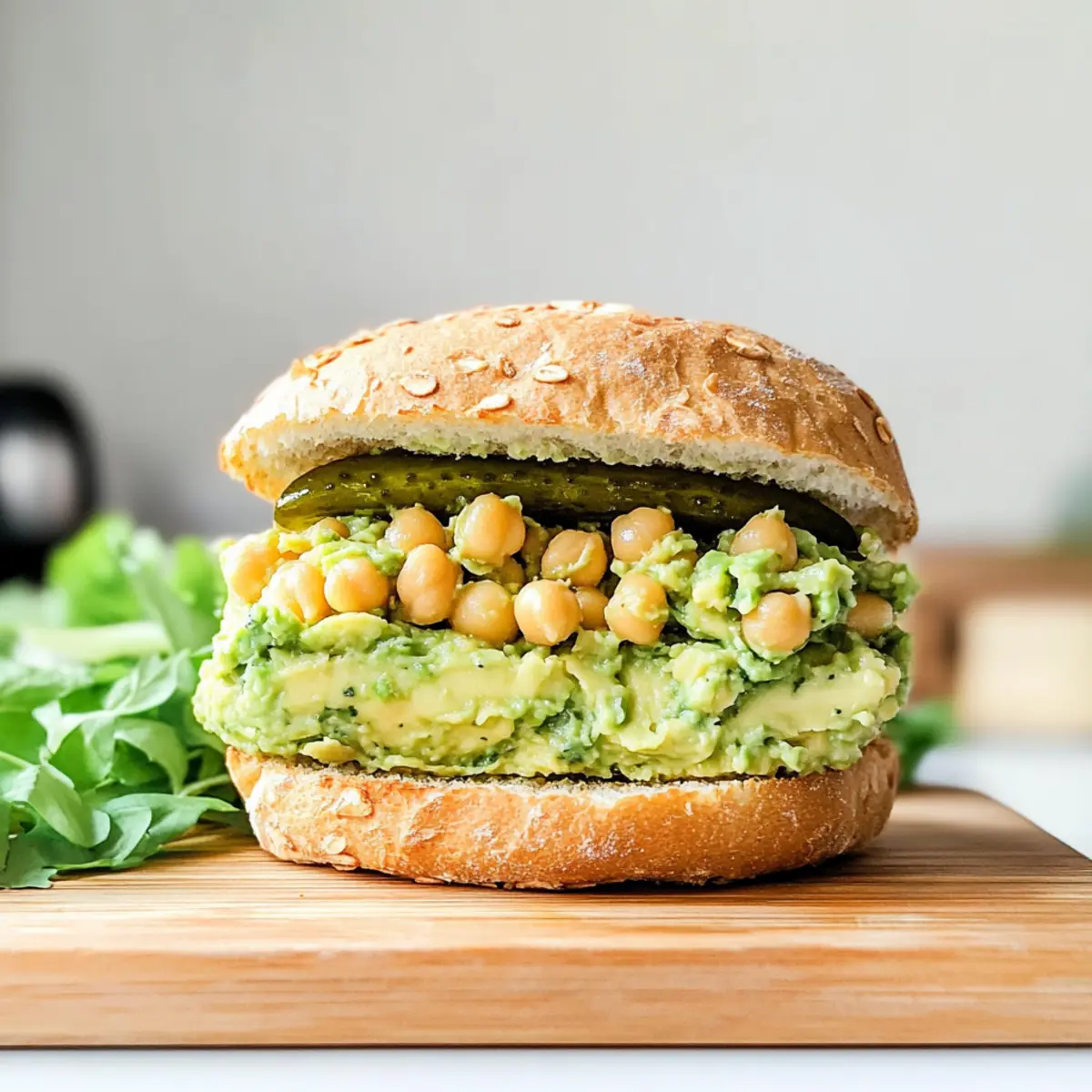 Smashed Chickpea Avocado Dill Pickle Sandwiches
