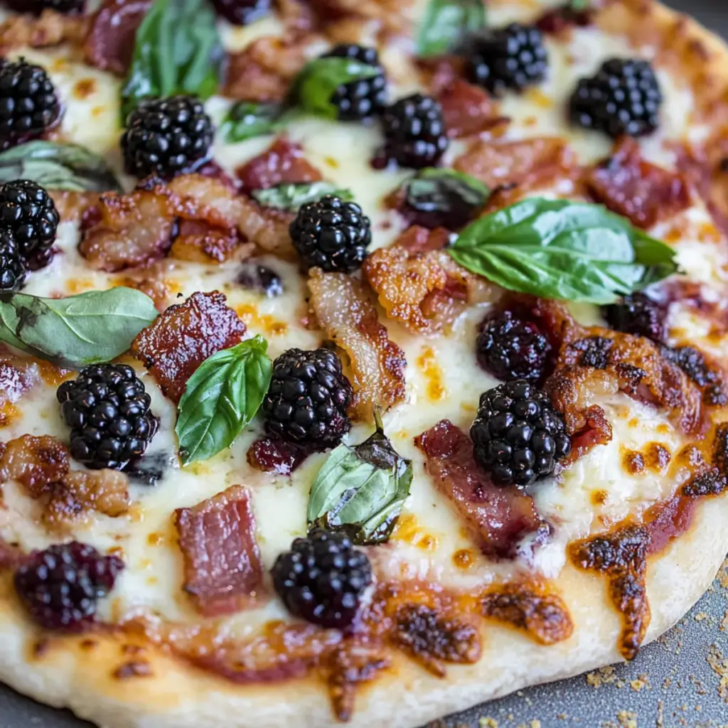 BLACKBERRY BACON & BASIL GRILLED PIZZA