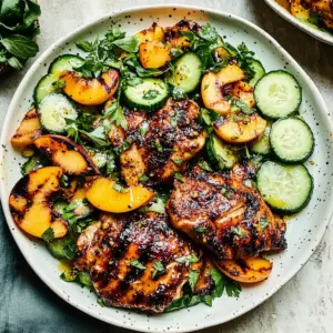 Grilled Honey Mustard Chicken with Peach Salad