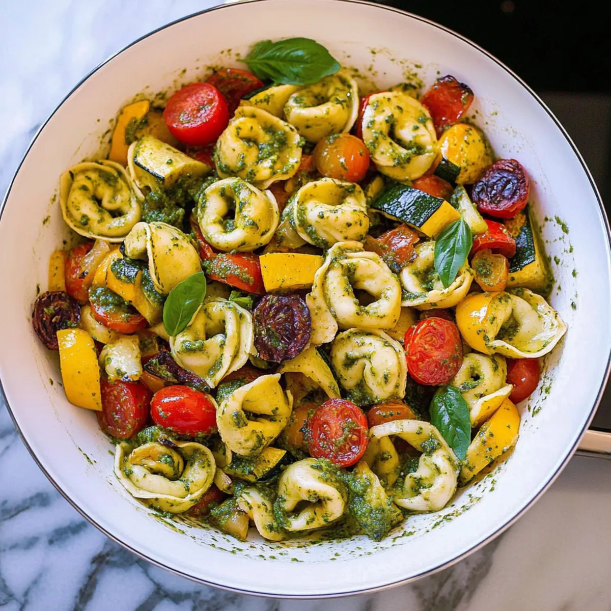 Tortellini with Pesto and Roasted Veggies