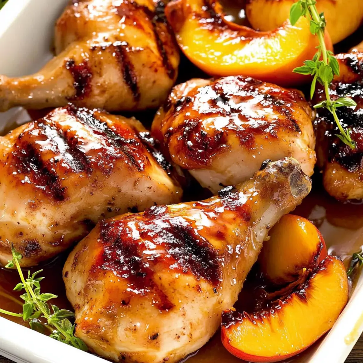 Sticky Grilled Chicken with Peach Glaze