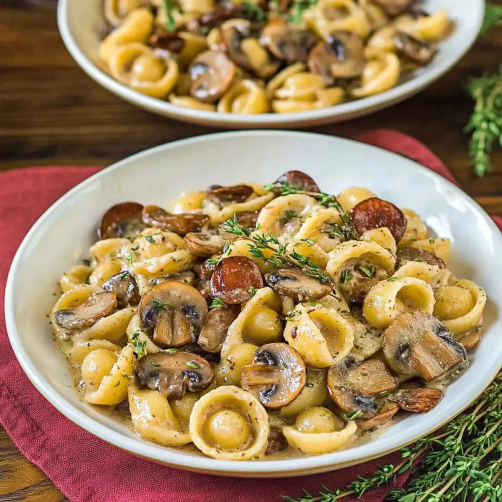 Orecchiette with Mushroom Thyme Sauce