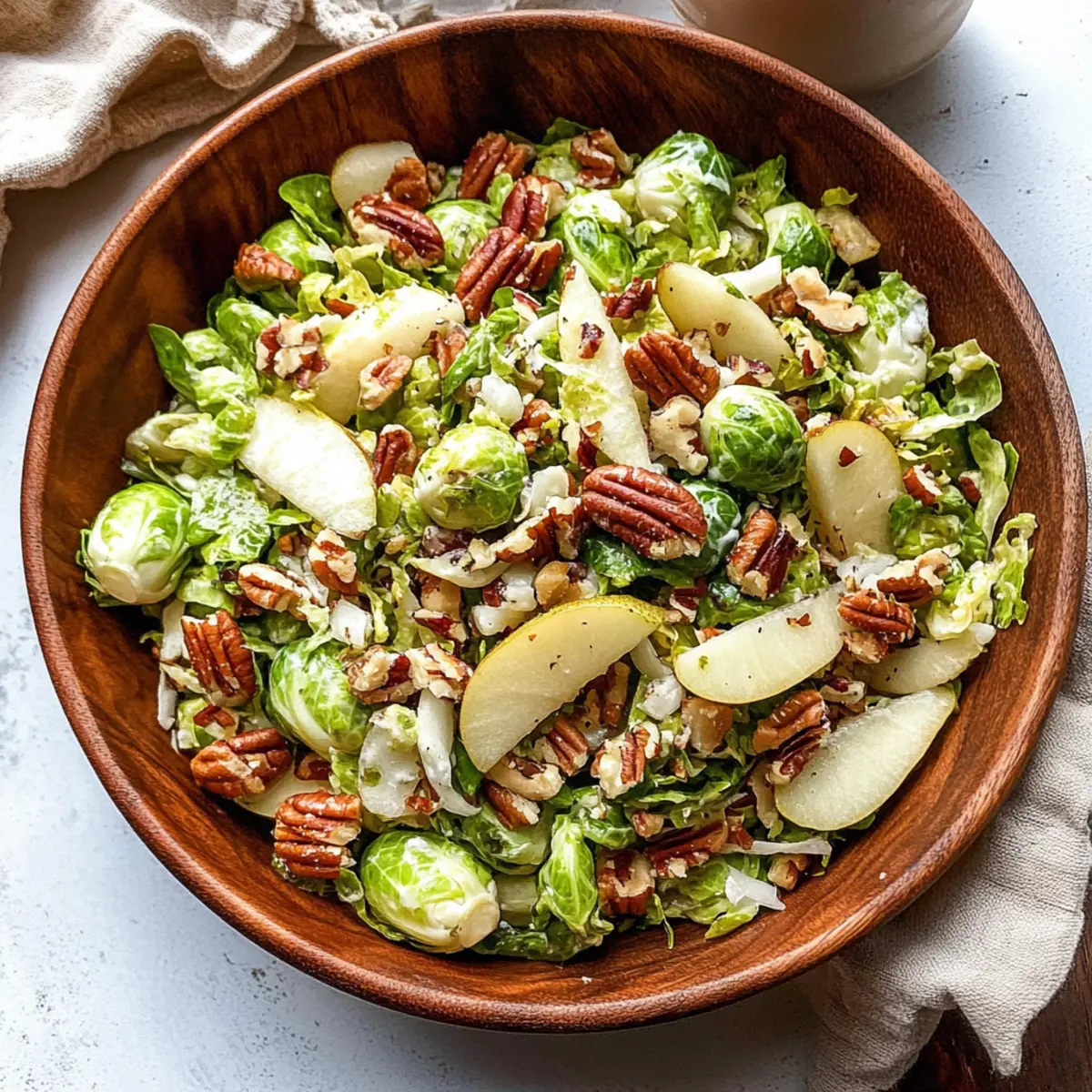 Brussels Salad with Pear and Pecans