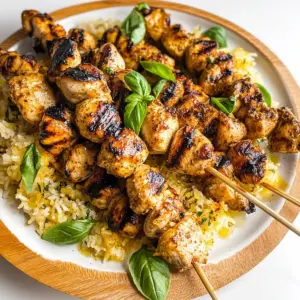 Lemon Basil Chicken Kebabs