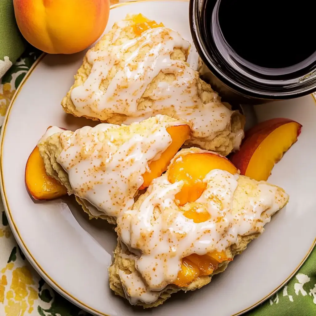 Peach Scones with Spiced Bourbon Icing