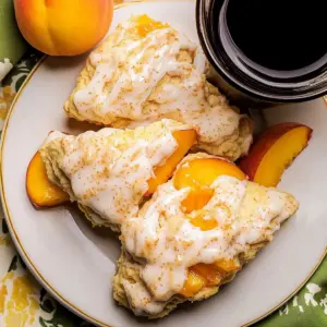 Peach Scones with Spiced Bourbon Icing
