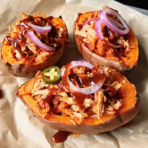 BBQ Chicken Stuffed Sweet Potatoes