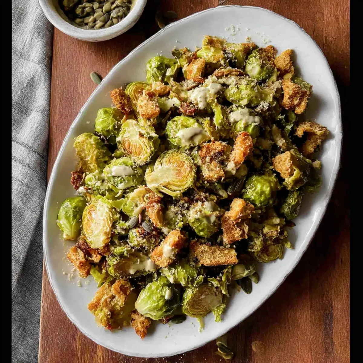 Roasted Brussels Sprouts Caesar Salad