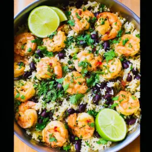 Cilantro-Lime and Black Bean Shrimp and Rice