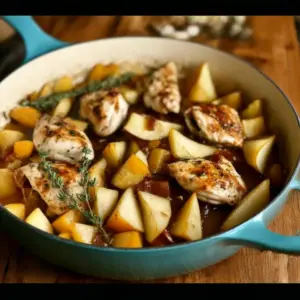 Roasted Chicken with Honey Bacon Pears