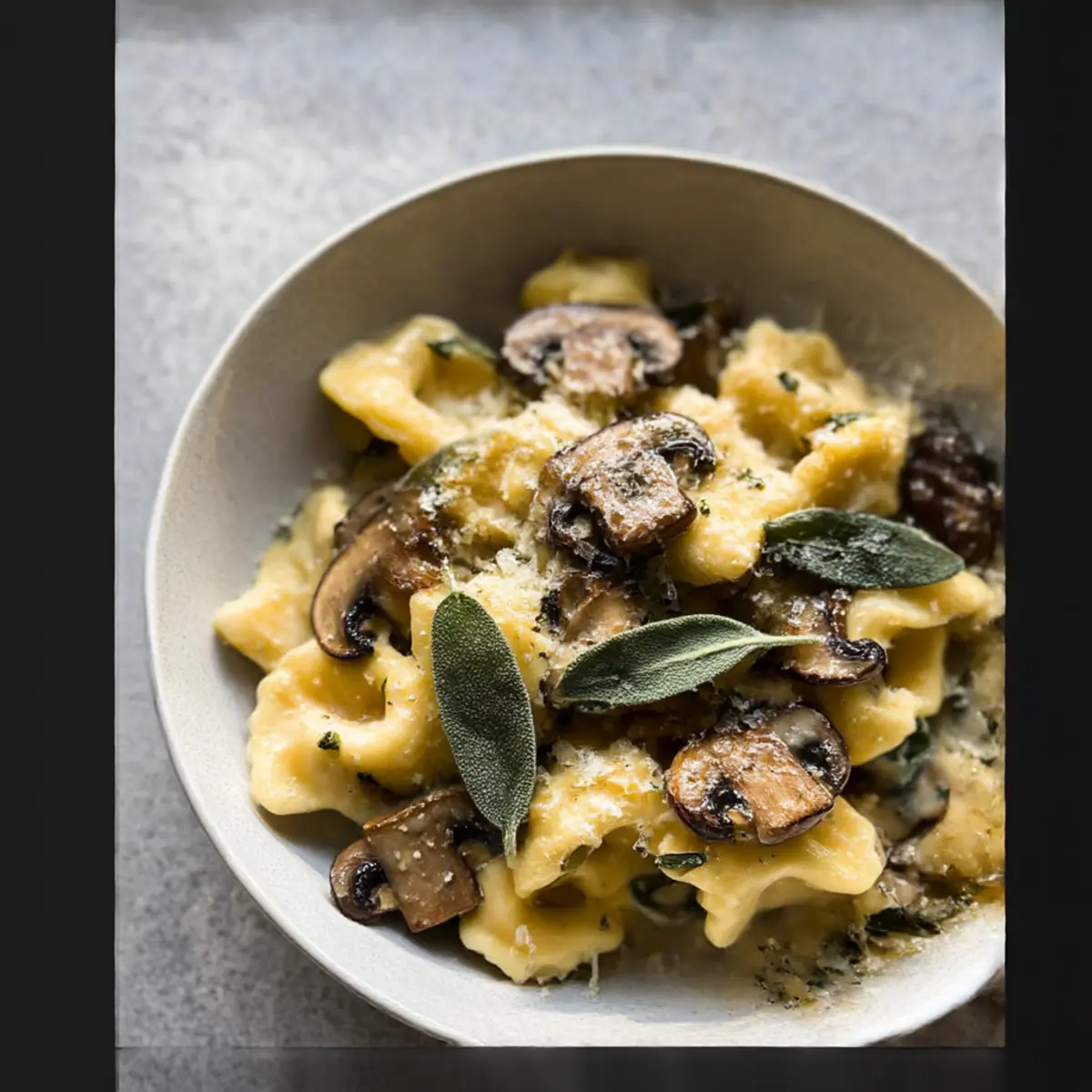 Cheese Tortellini with Butter, Mushrooms