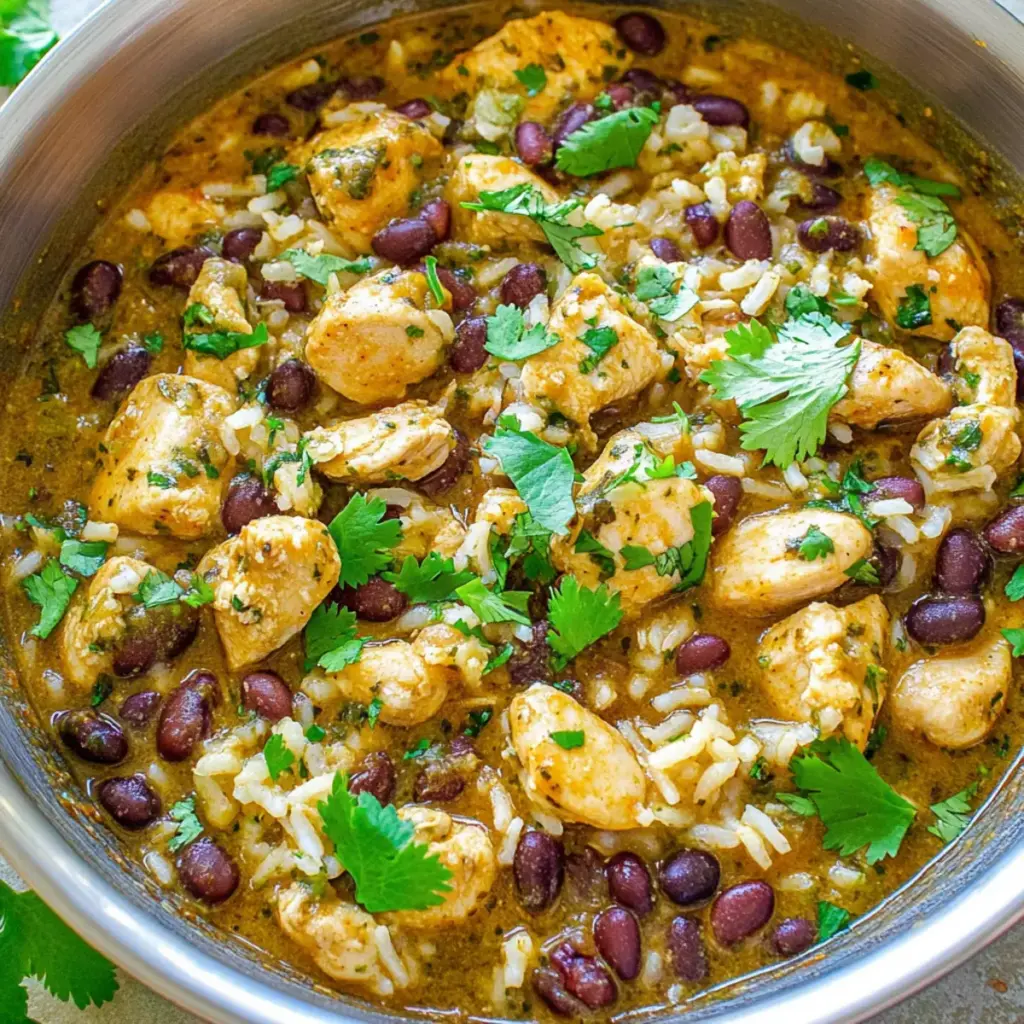 Salsa Verde Chicken, Rice, and Beans