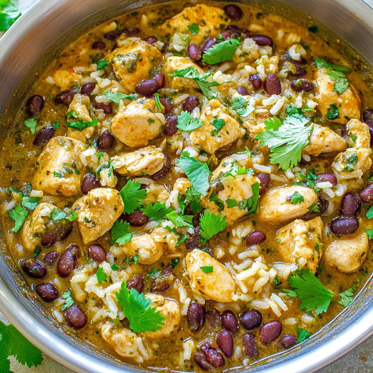 Salsa Verde Chicken, Rice, and Beans
