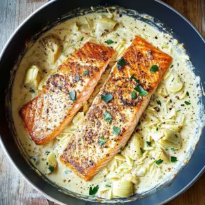 Salmon with Artichoke Orzo