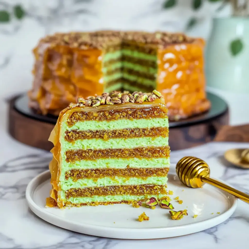 Pistachio Honey Baklava Cake