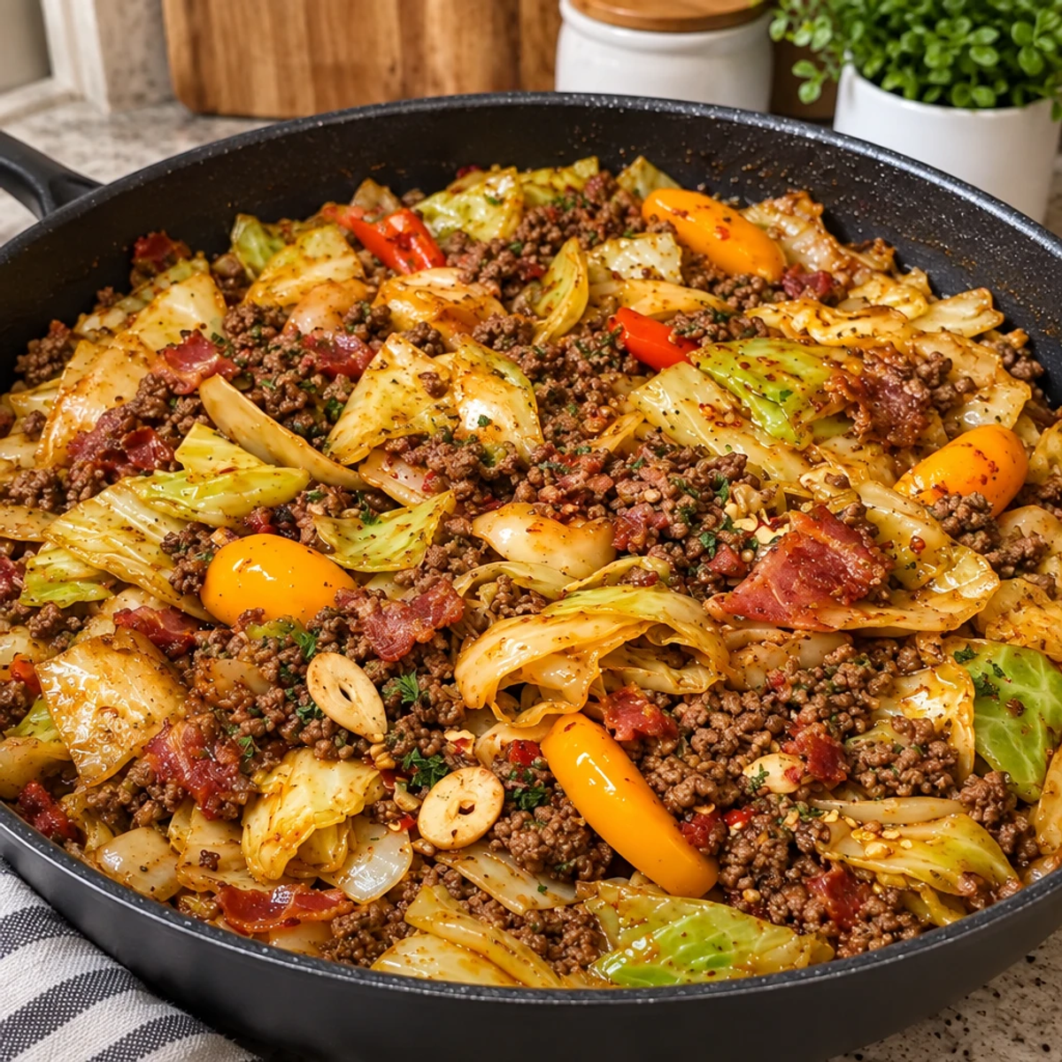 Savor This Flavorful Cabbage and Beef Skillet