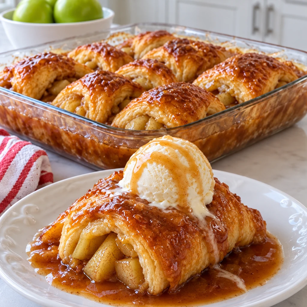 Warm and Gooey Caramel Apple Dumplings Delight