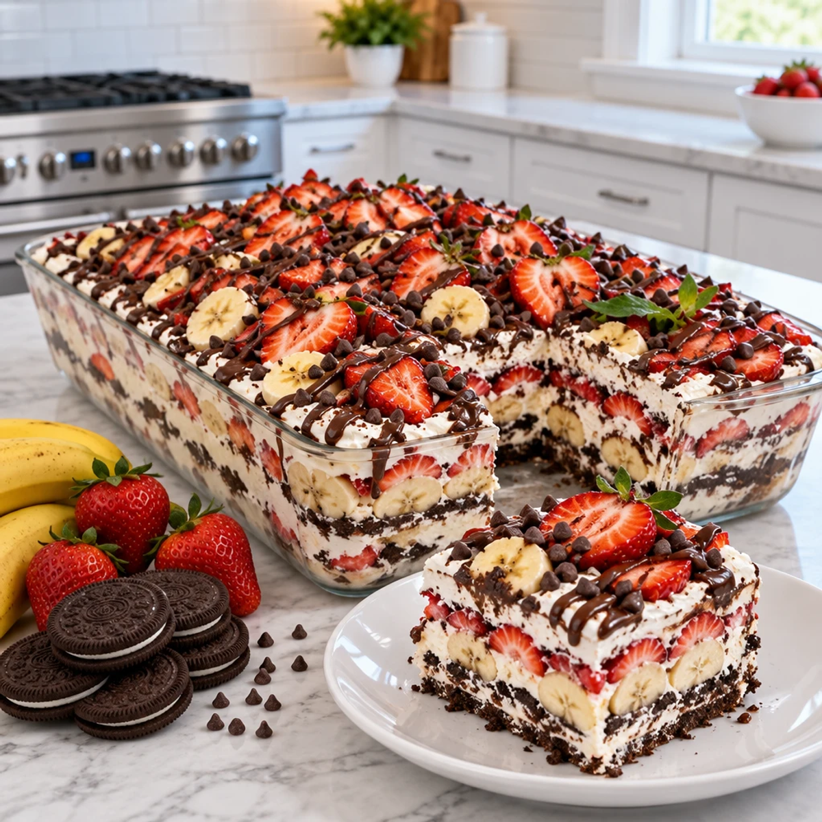 Irresistible Chocolate-Covered Strawberry Banana Icebox Cake
