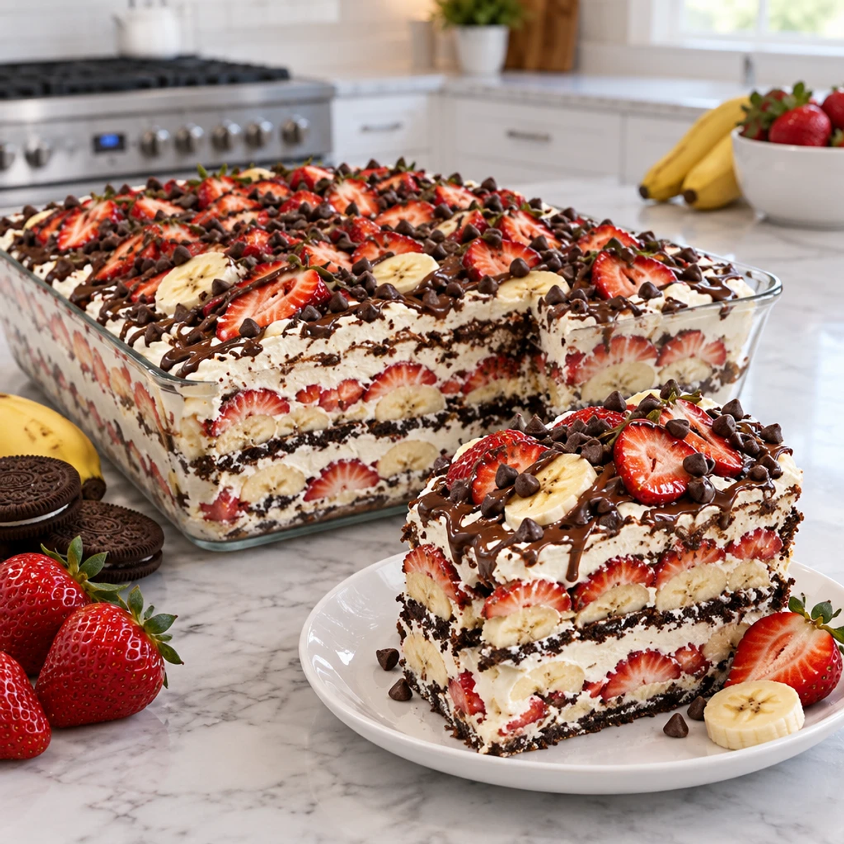 Irresistible Chocolate-Covered Strawberry Banana Icebox Cake article image 4