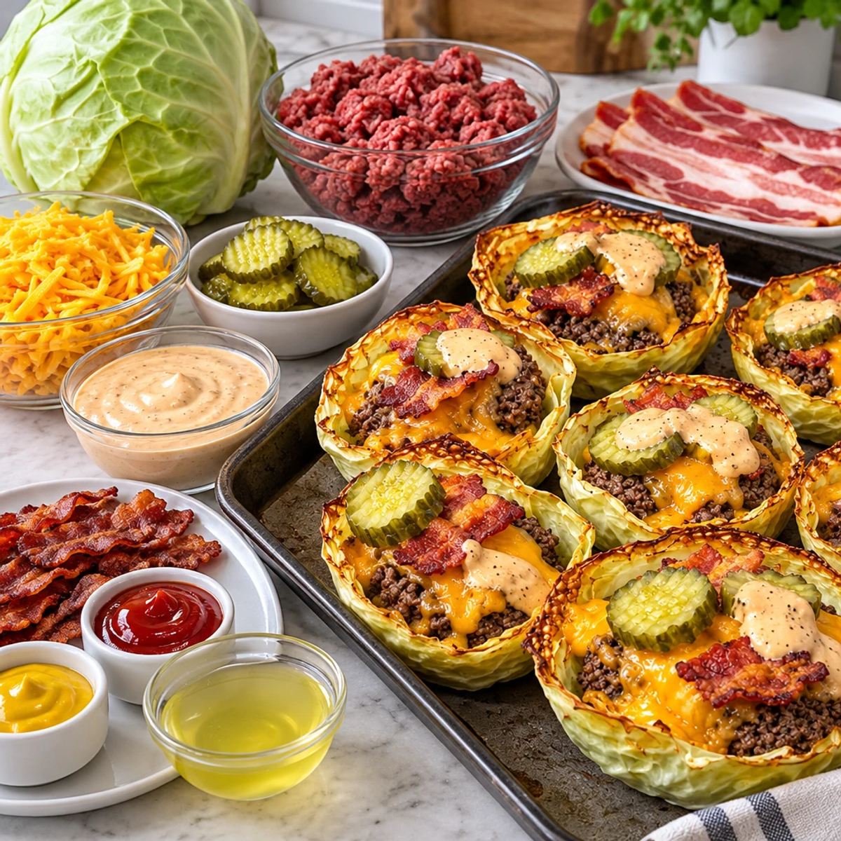Crispy Bacon Cheeseburger Cheddar Cabbage Cups Delight article image 2