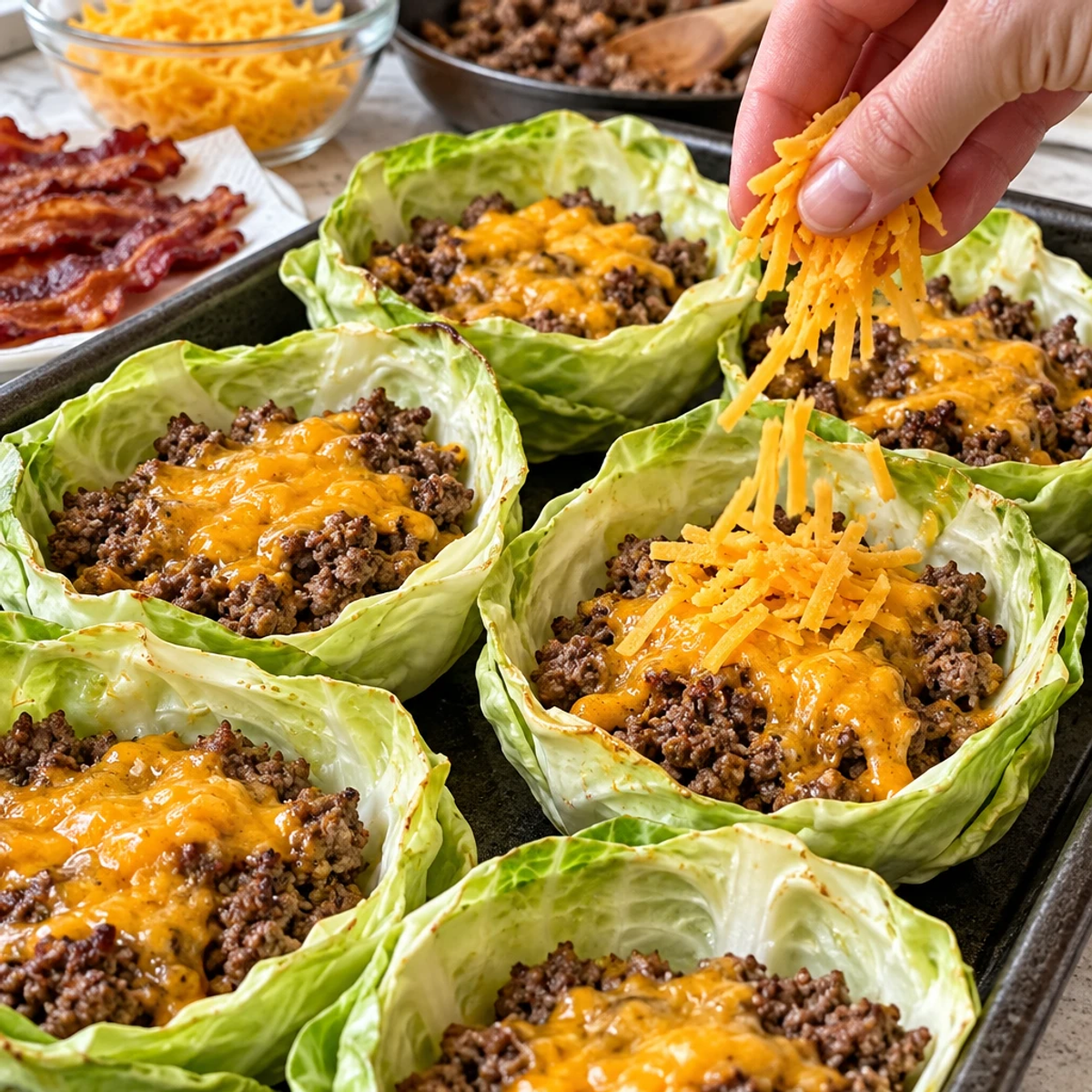 Crispy Bacon Cheeseburger Cheddar Cabbage Cups Delight article image 3