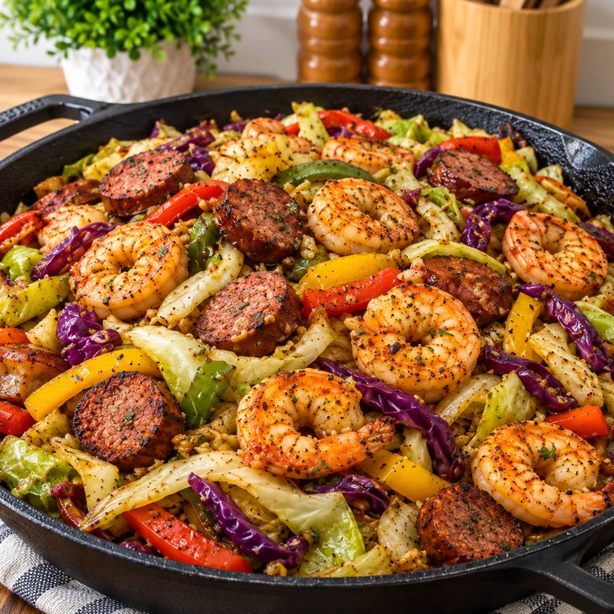 Fried Cabbage with Shrimp and Beef Sausage Delight article image 4