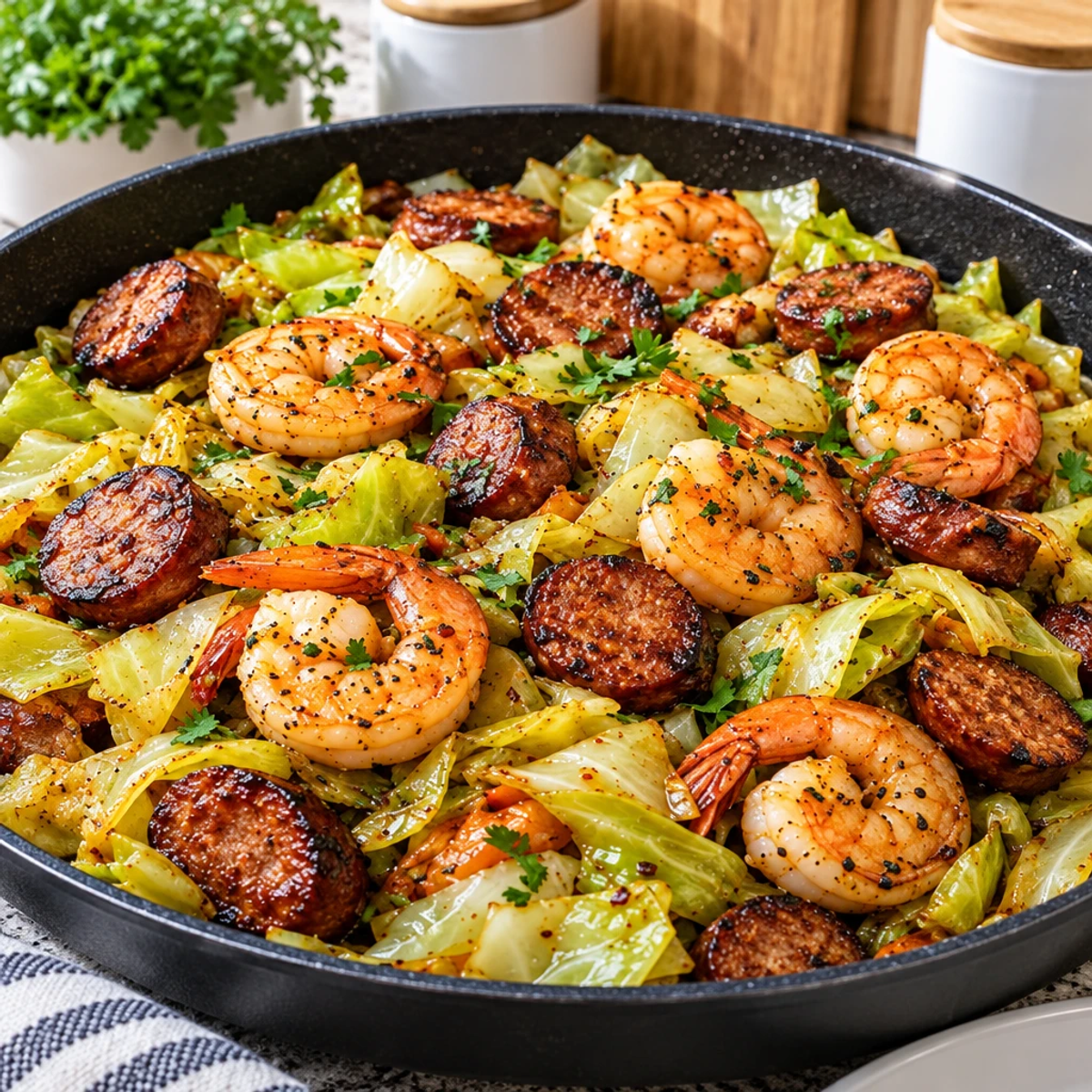 Fried Cabbage with Shrimp and Sausage Made Easy