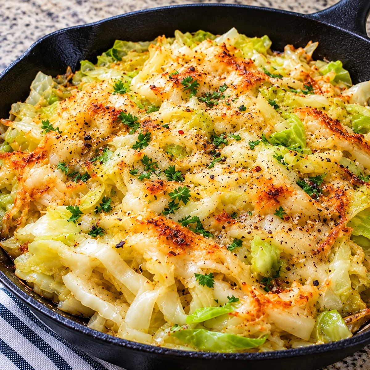 Garlic Butter Parmesan Skillet Cabbage Delight